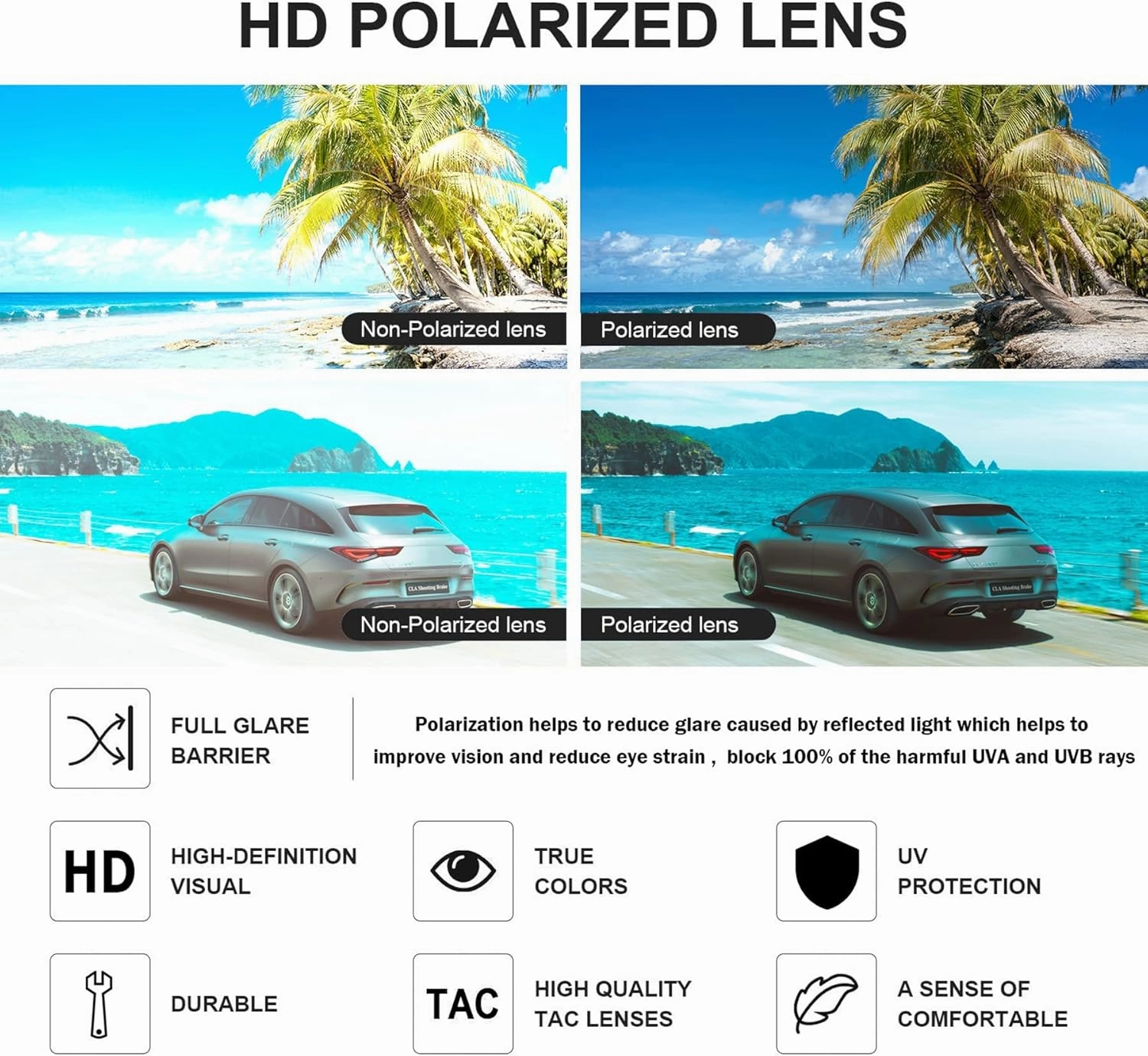 Pro Acme Semi-Rimless Polarized Sunglasses UV 400 Protection for Women Men
