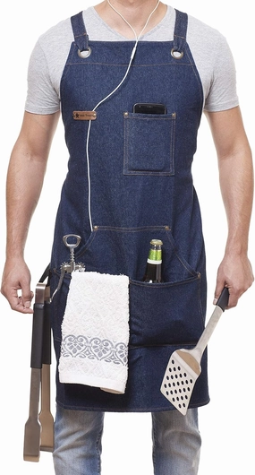Professional Cooking Apron Chef Designed for Kitchen BBQ Grill / 10 OZ Women and Men Bib Adjustable/Towel Loop