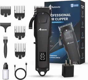 Professional Cordless Hair Clippers for Men – 7,000 RPM Motor, Zero Gap Adjustable Blades, LED Display, 300-Min Runtime, Quiet Operation, USB Rechargeable, Barber Grooming Kit