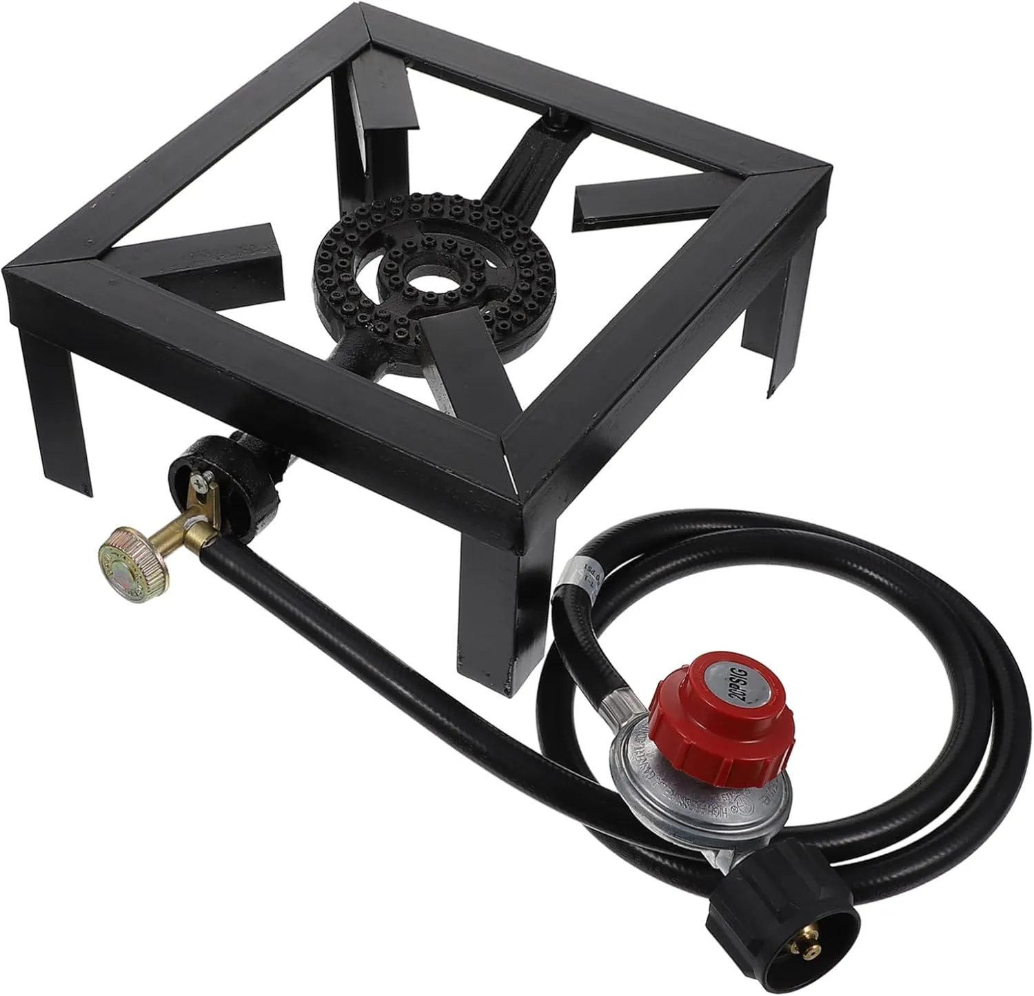 Propane Stove Outdoor Gas Cooker Camping Cooking Stove Regulator Hose Cast Iron Propane Burner for Canning Home Brewing Wok Cooking