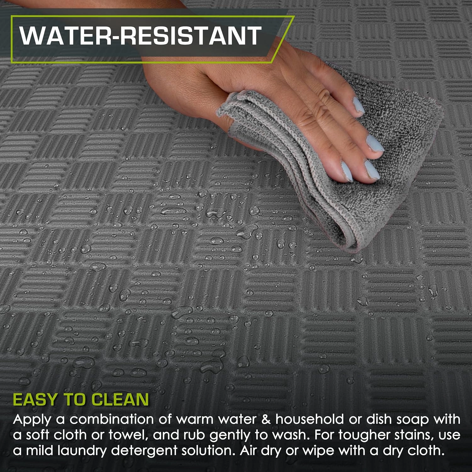 ProsourceFit Exercise Puzzle Mat 1-in, Checkered EVA Foam Floor Tiles w/ Non-Slip Texture, Gym Mat w/ Interlocking Foam Tiles for Adjustable Surface, Shock Absorbing, Waterproof Gym Flooring, Grey