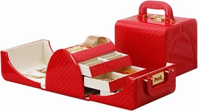 Pu Leather Mini Portable Jewelry Box, Multi-Layer Jewelry Organizer with Password Lock, Jewelry Case for Necklace/Ring/Earring/Watch Storage