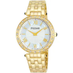Pulsar Crystal Encrusted Gold Stainless Steel Ladies Watch -  PM2106X