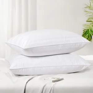 puredown® Goose Feather Down Pillow with 2 Pillowcases, Soft Fluffy Medium Firm Luxury Hotel Collection Pillow for Sleeping, Bed Pillows King Size Set of 2 for Side Back, Stomach or Sleeper.