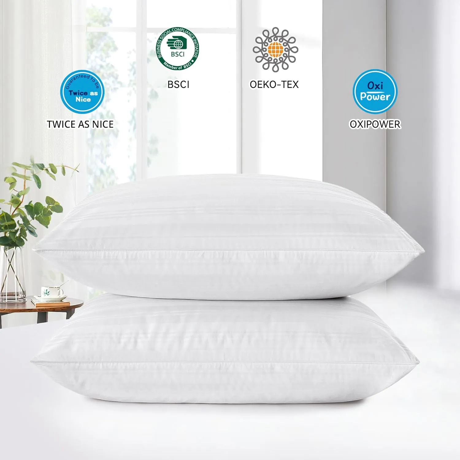 puredown® Goose Feather Down Pillow with 2 Pillowcases, Soft Fluffy Medium Firm Luxury Hotel Collection Pillow for Sleeping, Bed Pillows King Size Set of 2 for Side Back, Stomach or Sleeper.