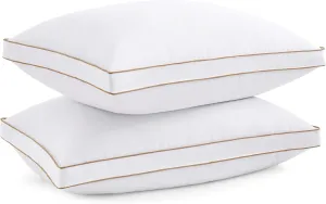 puredown® Goose Feather Down Pillows, Soft Fluffy Luxury Hotel Collection Pillows Standard Size Set of 2, 100% Cotton Cover, Medium Firm Bed Sleeping Pillow for Back, Stomach or Side Sleeper.