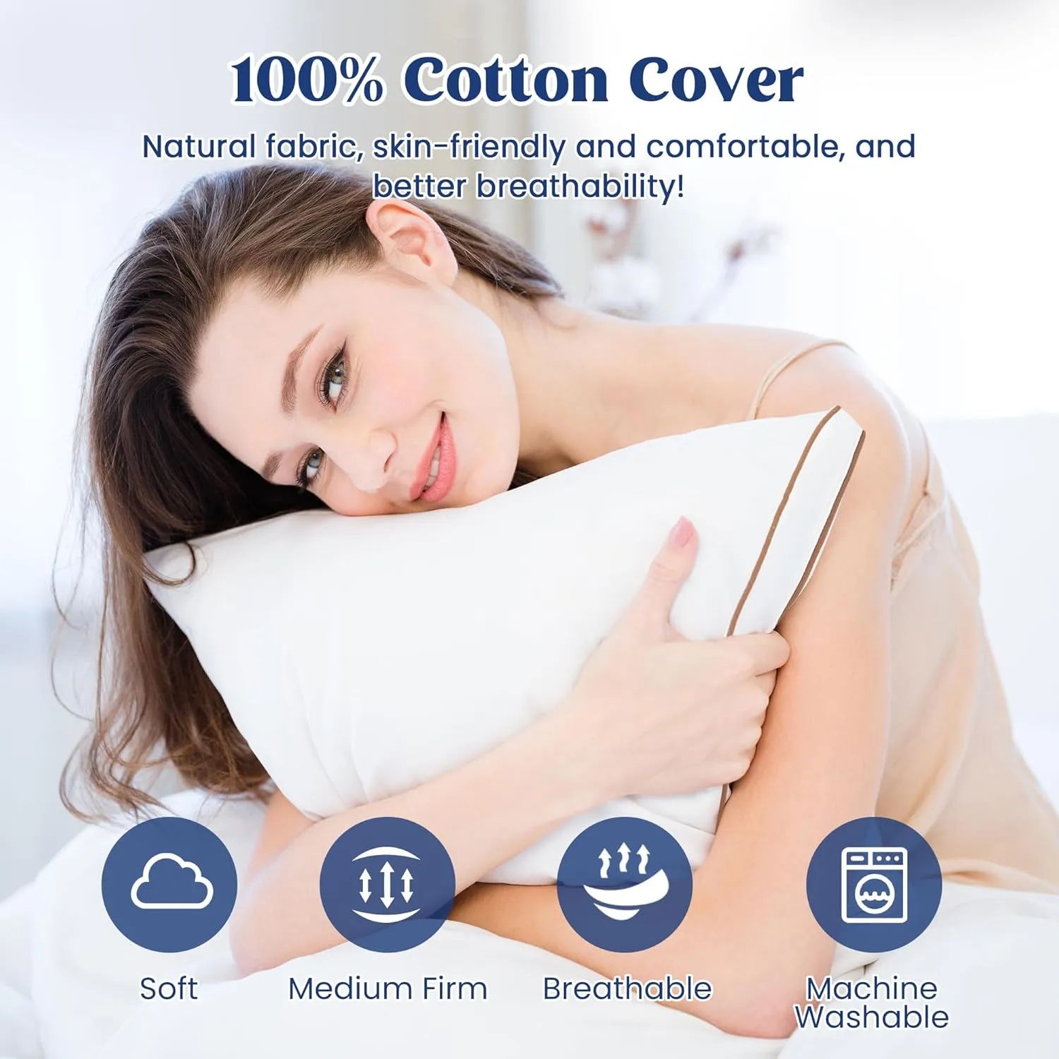 puredown® Goose Feather Down Pillows, Soft Fluffy Luxury Hotel Collection Pillows Standard Size Set of 2, 100% Cotton Cover, Medium Firm Bed Sleeping Pillow for Back, Stomach or Side Sleeper.