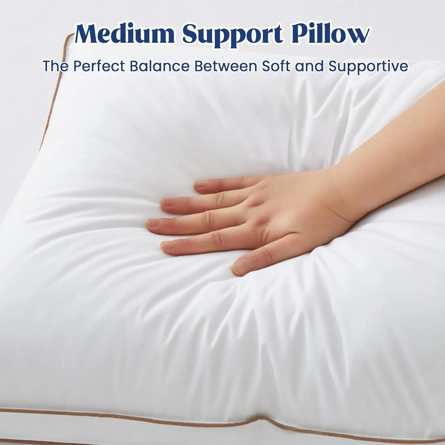 puredown® Goose Feather Down Pillows, Soft Fluffy Luxury Hotel Collection Pillows Standard Size Set of 2, 100% Cotton Cover, Medium Firm Bed Sleeping Pillow for Back, Stomach or Side Sleeper.