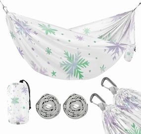 Purple-Green Christmas Snowflakes 330lb Capacity Hammocks for Camping Portable Hammock for Outside Camping Essentials hamaca inflable para Piscina