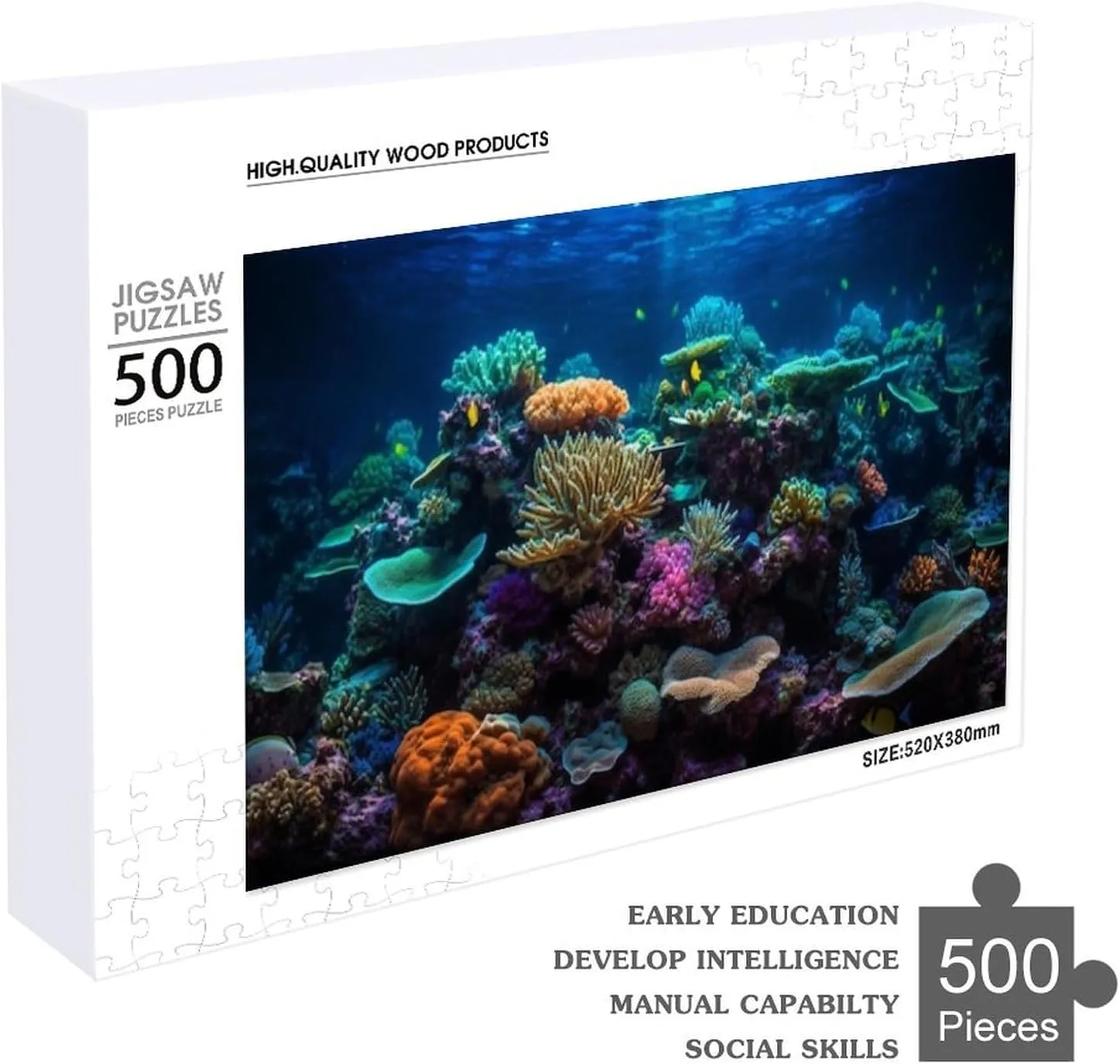 Puzzles for Adults 500 Pieces - Tropical Fish Swim Natural Coral Reef Funny Puzzle Unique Difficult and Challenge Large Puzzle Game Toys Gift