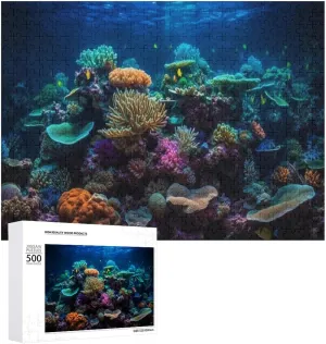 Puzzles for Adults 500 Pieces - Tropical Fish Swim Natural Coral Reef Funny Puzzle Unique Difficult and Challenge Large Puzzle Game Toys Gift
