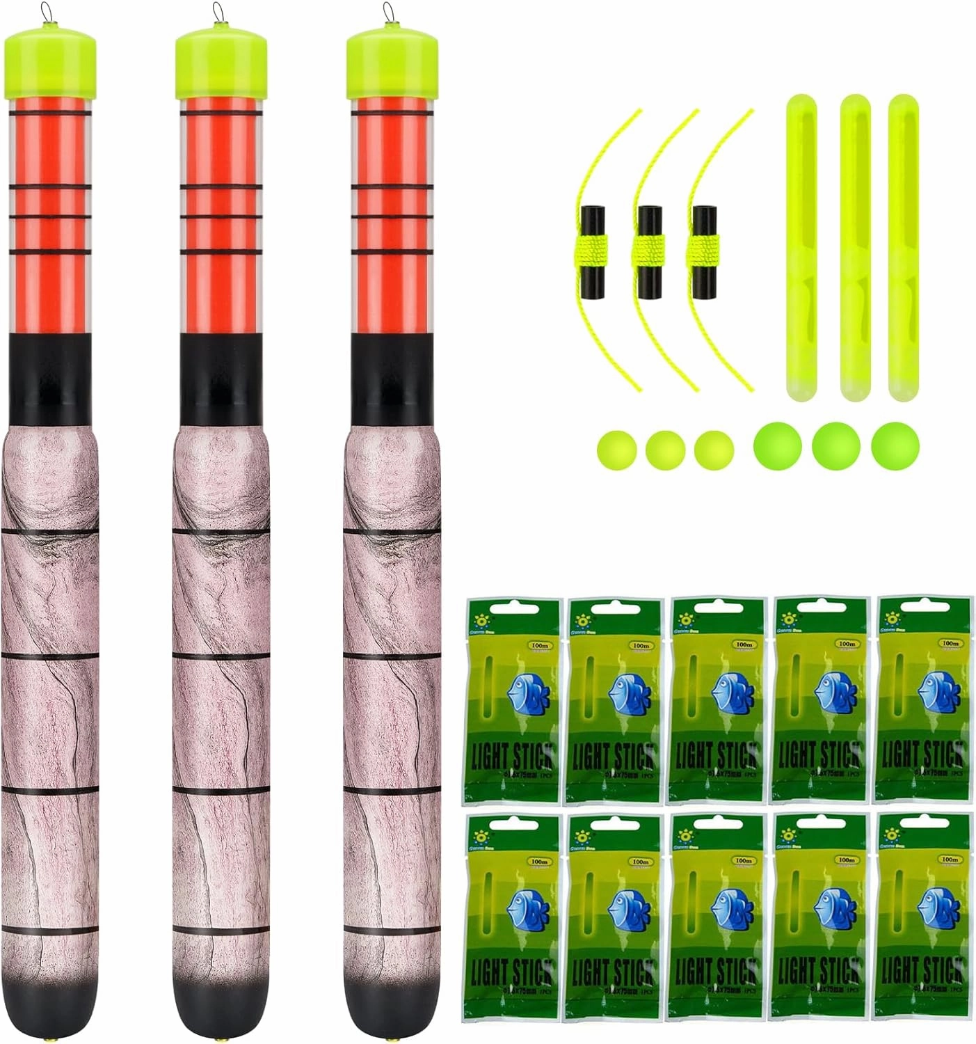 QualyQualy Lighted Fishing Floats 3pcs   10packs Fishing Glow Sticks for Bobbers 3" Fishing Bobber Lights