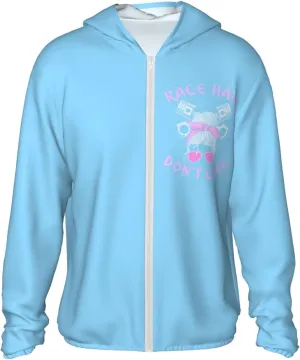 Race Hair Don't Care Drag Racing Girl Men's Sun Protection Shirts with Zipper for Fishing Running Hiking,