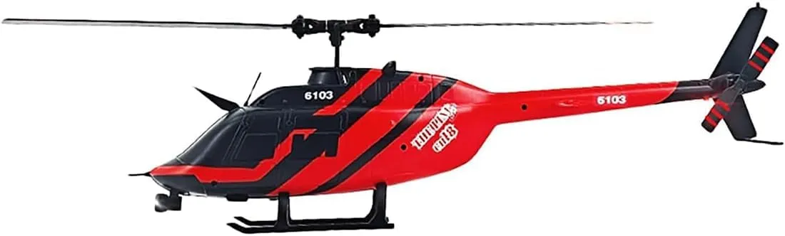 RC ERA C138 1/30 Scale 206 Bell RC Helicopter for Adults, 2.4G 6CH No Aileron Helicopter with Altitude Hold and Optical Flow Positioning, 2 Battery (RTF Version/Red&Black) ﻿