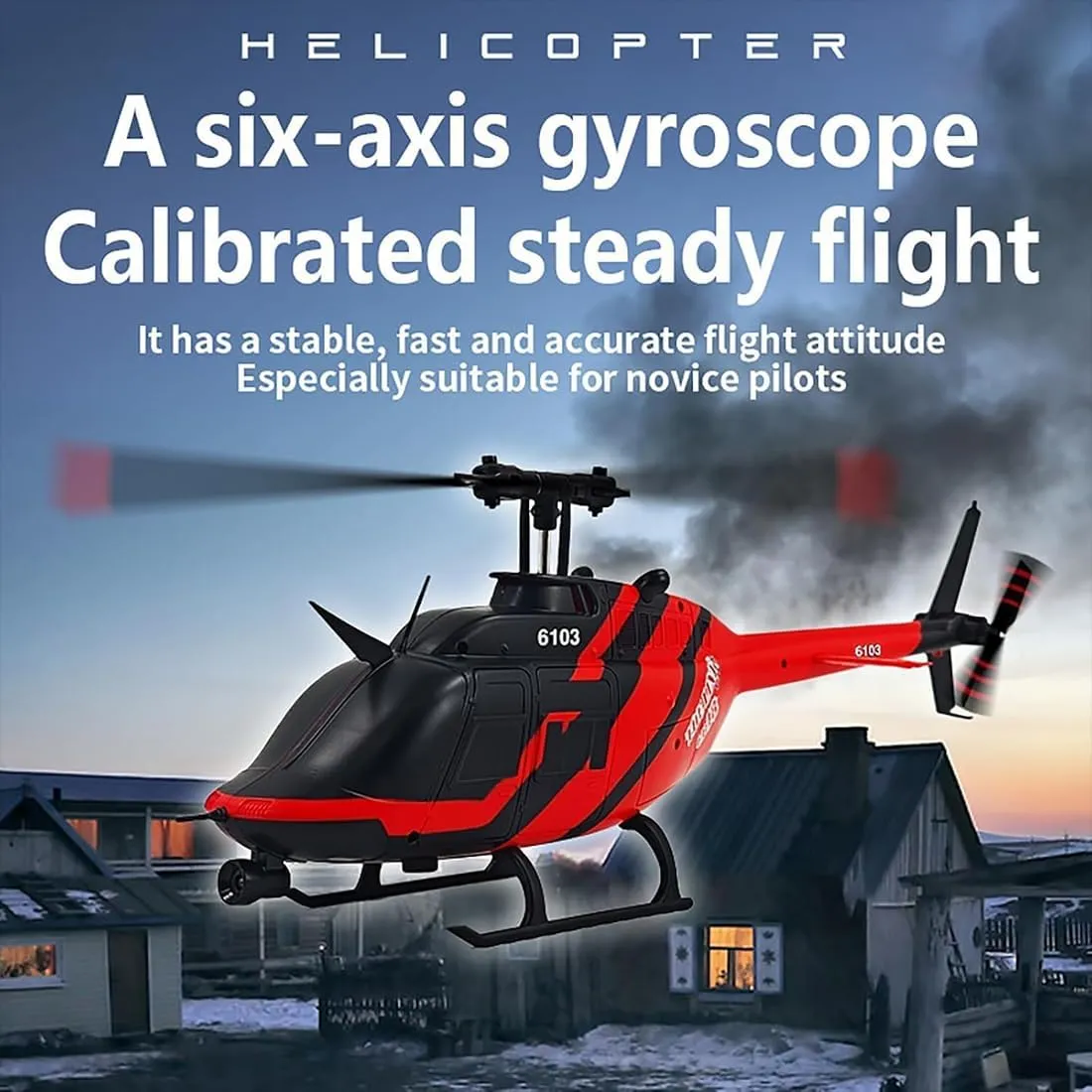 RC ERA C138 1/30 Scale Bell 206 RC Helicopter, 2.4G 6CH No Aileron Remote Control Helicopter, PTF Vesion Aircraft Model with Altitude Hold & Optical Flow Positioning