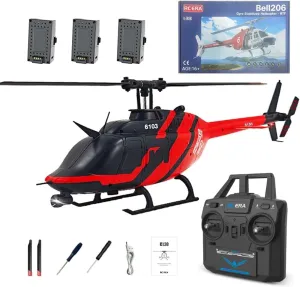 RC ERA C138 1/30 Scale Bell 206 RC Helicopter, 2.4G 6CH No Aileron Remote Control Helicopter, PTF Vesion Aircraft Model with Altitude Hold & Optical Flow Positioning