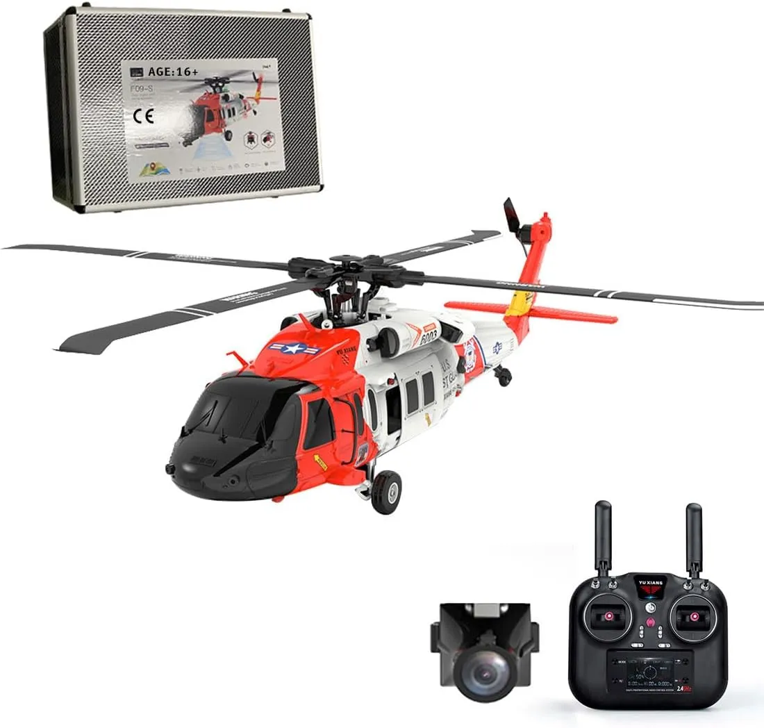 RC Helicopter for Adults| 1/47 F09-S with Camera, 2.4G 6CH Brushless RC Airplane with GPS, Helicopter Model Toy Gift for Christmas (RTF)