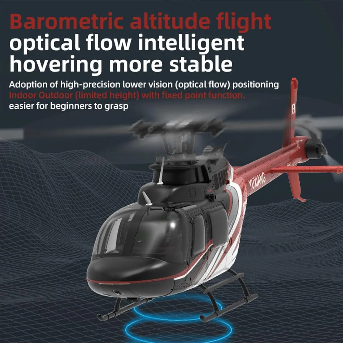RC Helicopter for Adults, F08 Bell 206 1:27 Scale 2.4G 6CH Brushless Direct-Drive 3D/6G Flybarless RC Helicopter Model with Optical Flow Positioning (RTF Version)