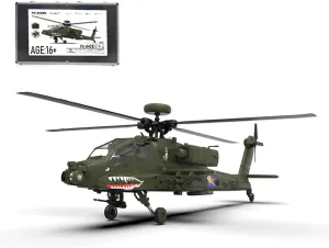 RC Helicopter for Adults，F11 AH64 1/32 Scale 2.4G 6CH Direct Drive Remote Control Military Helicopter for American AH-64 Helicopter Gunship，2024 (BNF Version)
