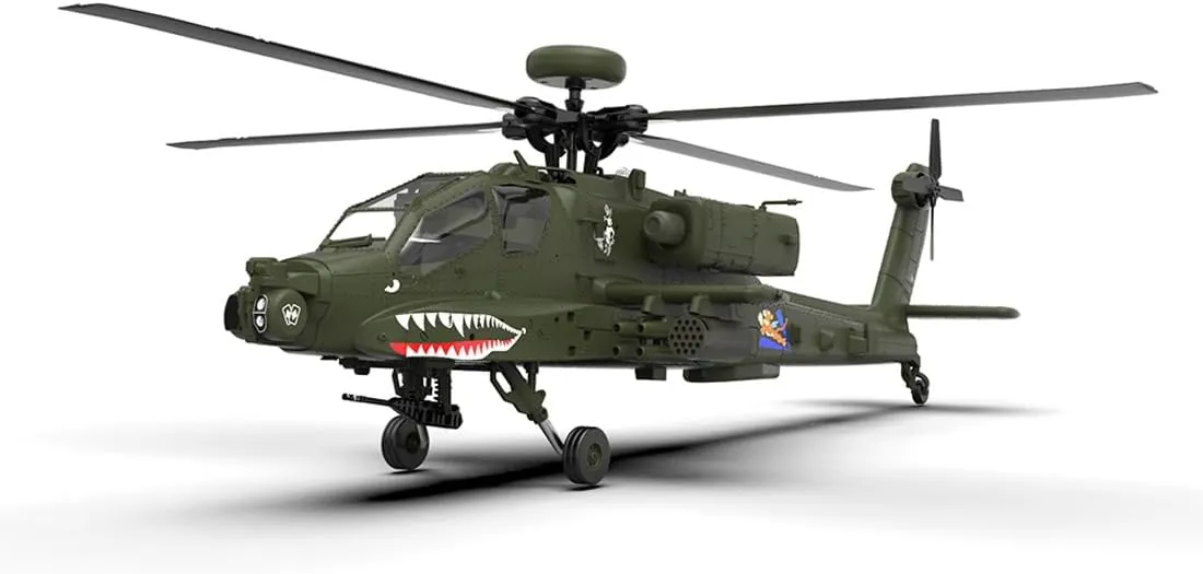 RC Helicopter for Adults，F11 AH64 1/32 Scale 2.4G 6CH Direct Drive Remote Control Military Helicopter for American AH-64 Helicopter Gunship，2024 (BNF Version)