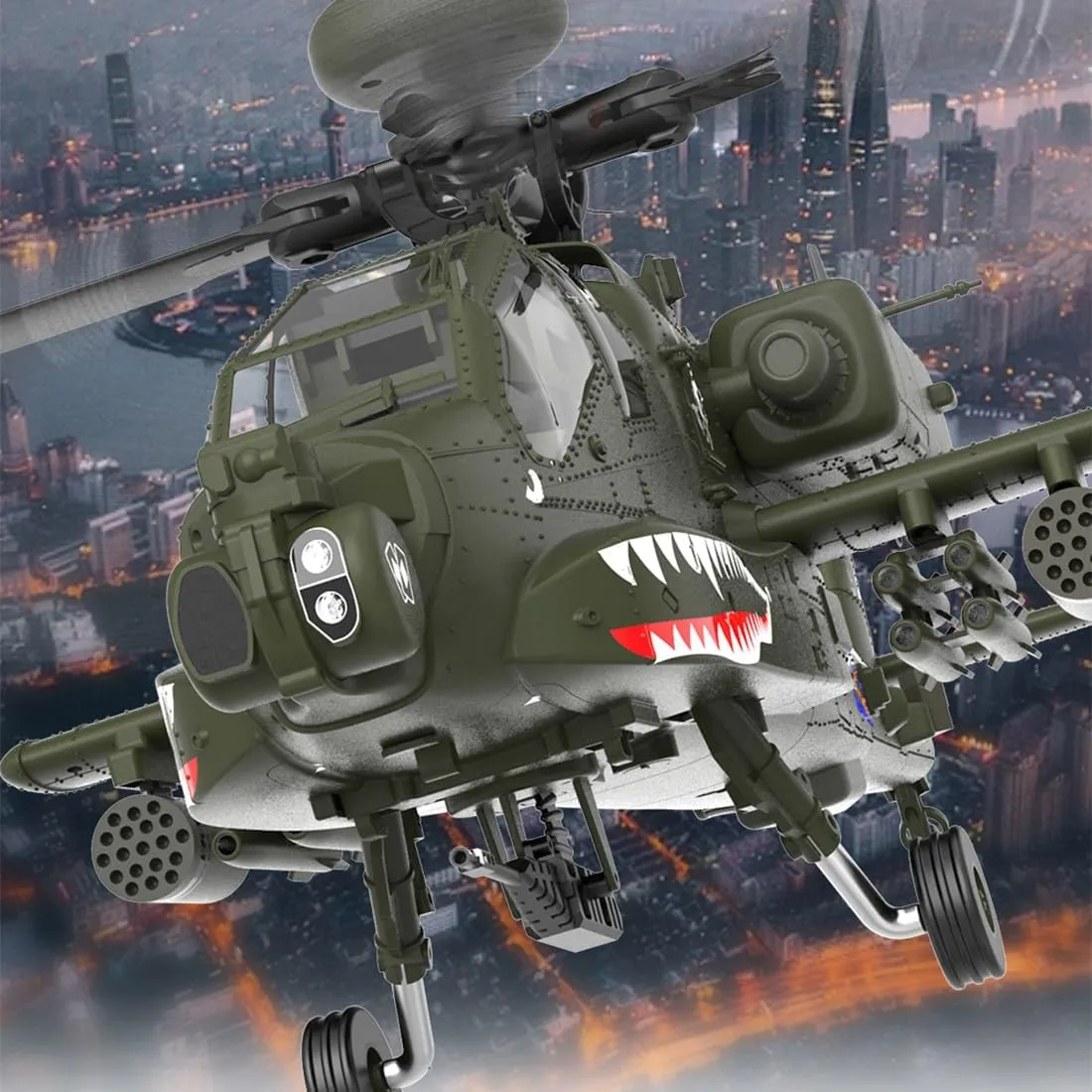 RC Helicopter Toys for Adults, YU Xiang F11 AH64 for AH64 Apache with 6-axis Gyro & Dual Brushless Motor, 2.4G 6CH 1/32 Scale 6G/3D Remote Control Military Helicopter Airplane - BNF
