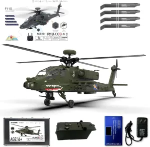 RC Helicopter Toys for Adults, YU Xiang F11 AH64 for AH64 Apache with 6-axis Gyro & Dual Brushless Motor, 2.4G 6CH 1/32 Scale 6G/3D Remote Control Military Helicopter Airplane - BNF
