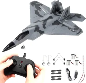 RC Plane -F22 Raptor Model Toy Airplane Glider, 2 Channels 2.4 GHz Remote Control Airplane Easy to Fly RC Jet,Kids & Beginners F22 Easy to Fly Toy for Fighter Model Glider