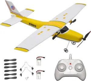 RC Plane Remote Control Airplane -OTTCCTOY 2.4Ghz 2 Channels RTF RC Airplane Radio Control Cessna Aircraft with 3-Axis Gyro for Beginner Easy to Fly EPP Foam Glider Toys (Two Batteries)
