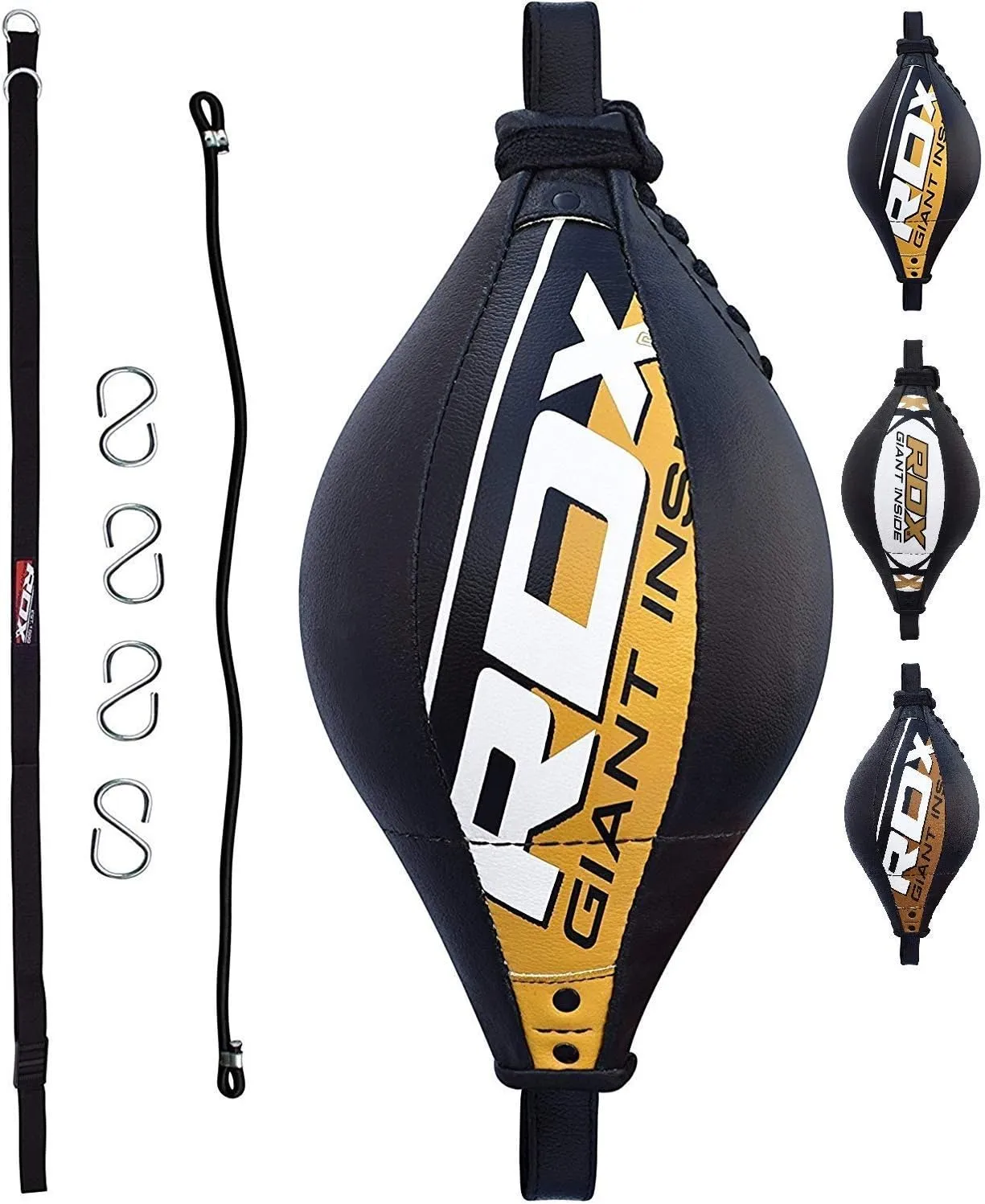 RDX Double End Speed Ball Maya Hide Leather Boxing Ball Dodge Speed Bag Punching MMA Training Workout Floor to Ceiling Rope