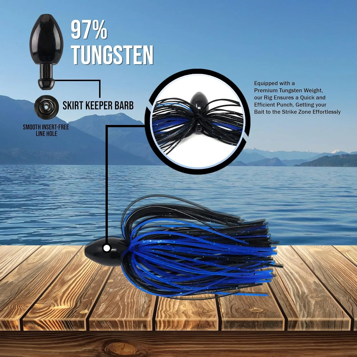 Reaction Tackle Skirted Tungsten Punch Rigs/Tungsten Fishing Weights with Skirt for Bass Fishing/Punch Through Heavy Cover and Thick Vegetation