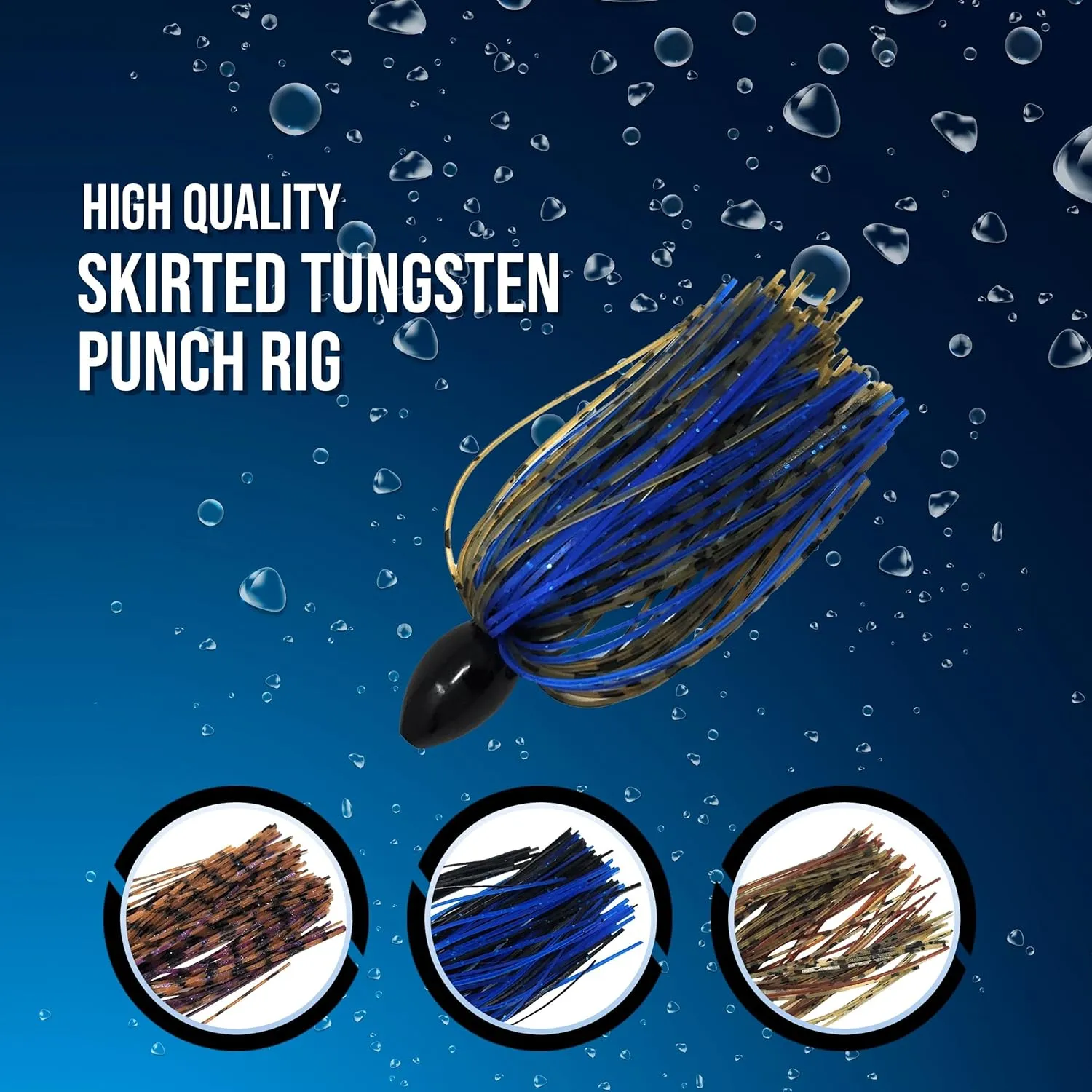 Reaction Tackle Skirted Tungsten Punch Rigs/Tungsten Fishing Weights with Skirt for Bass Fishing/Punch Through Heavy Cover and Thick Vegetation