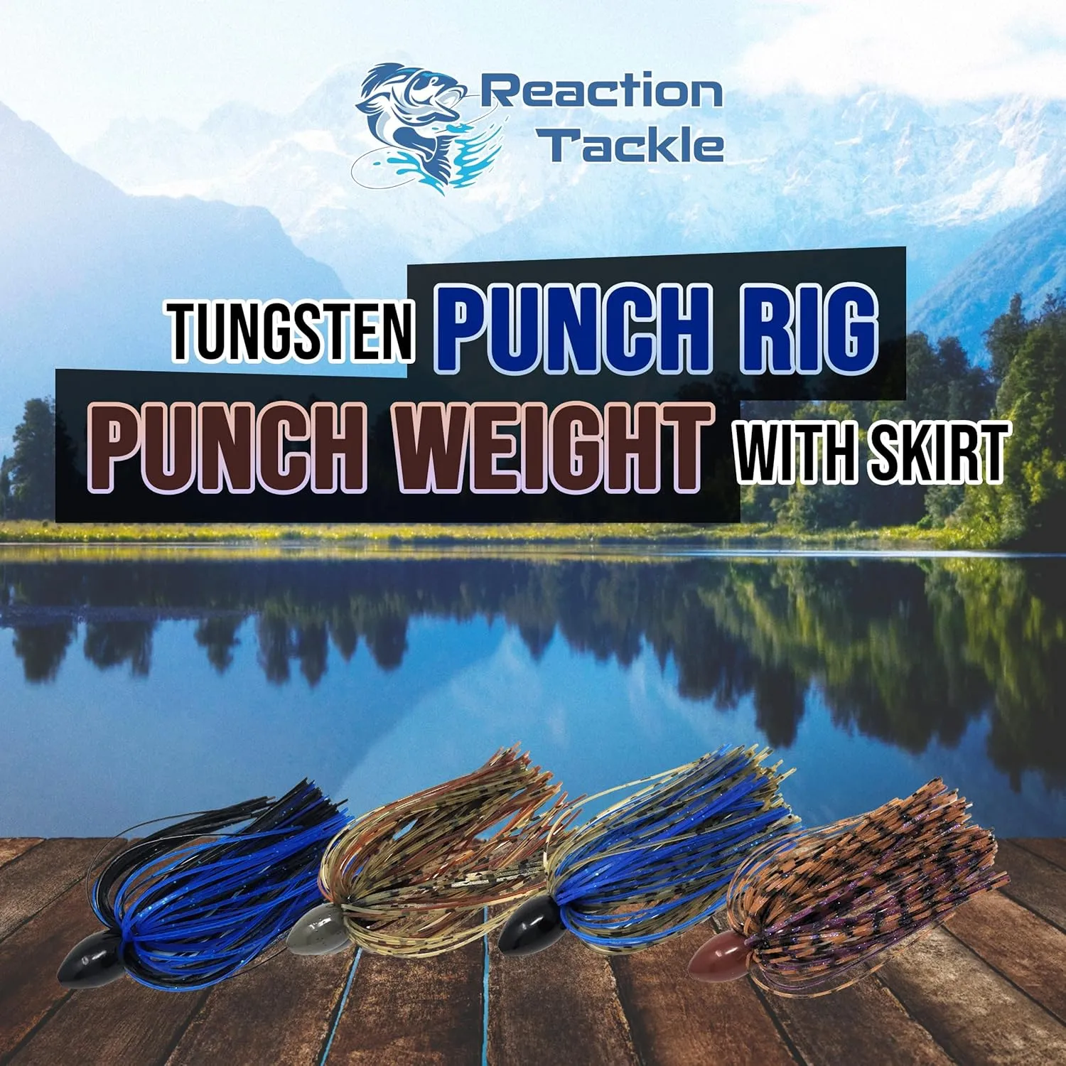 Reaction Tackle Skirted Tungsten Punch Rigs/Tungsten Fishing Weights with Skirt for Bass Fishing/Punch Through Heavy Cover and Thick Vegetation