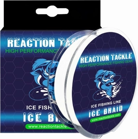 Reaction Tackle Ice Fishing Braided Fishing Line, Tip-Up Line, 8 Strands, Zero Memory Super Stong Pro Grade Power Ice Braided Line 150 Yard Spools