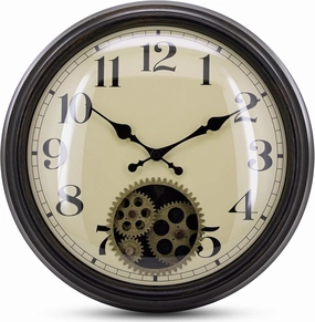 Real Moving Gear Wall Clock, Dome Glass Silent Wall Clock for Living Room Kitchen Office School, 15 Inches