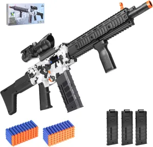 Realistic Sniper Rifle Toy Guns for Nerf Guns Bullets, Electric Foam Blaster Toy Set with Scope, 100 Soft Darts and 3 Magazines, Kids Semi Automatic Machine Toy Gun for Boys 8-12 Old