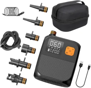 Rechargeable Electric Paddle Board Pump, 80W Wireless SUP Pump with LED Flashlight, 8000mAh Battery Car Adapter, Portable Air Pump for Quick Inflation of Paddle Boards Kayaks and Tents