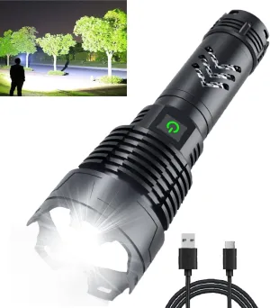 Rechargeable LED Flashlights High Lumens, 120000 Lumens Super Bright Tactical Flashlights, Fast Charge 5 Light Modes, Zoomable, IPX5 Waterproof Powerful Flashlights for Outdoor Camping Emergencies1