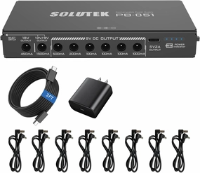 Rechargeable Guitar Pedal Power Supply | 12800 High-Current 2000mA 9V 12V 18V 5V for Pedal Board and More Devices | Compact Convenient Quiet Powerful Model PB-051