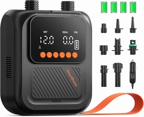 Rechargeable Paddle Board Pump, 2025 Portable SUP Air Pump with Dual Stage Inflation, Up to 20 PSI, 30% Faster with Auto Shut-Off, Ideal for Paddle Boards, Kayaks, Boats, and Tents