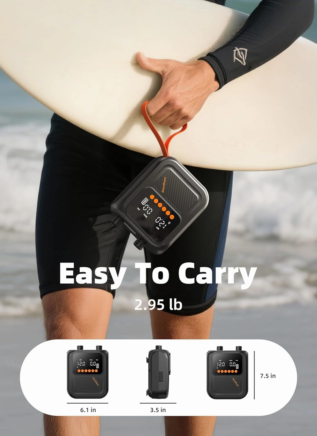Rechargeable Paddle Board Pump, 2025 Portable SUP Air Pump with Dual Stage Inflation, Up to 20 PSI, 30% Faster with Auto Shut-Off, Ideal for Paddle Boards, Kayaks, Boats, and Tents