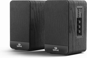 Redragon GS813 Wireless Desktop Speakers, 2.0 Bookshelf Speaker w/20W Output, BT 5.0/3.5mm AUX, Enhanced Bass/Treble Knob and TF Card/USB Flash Drive Supported