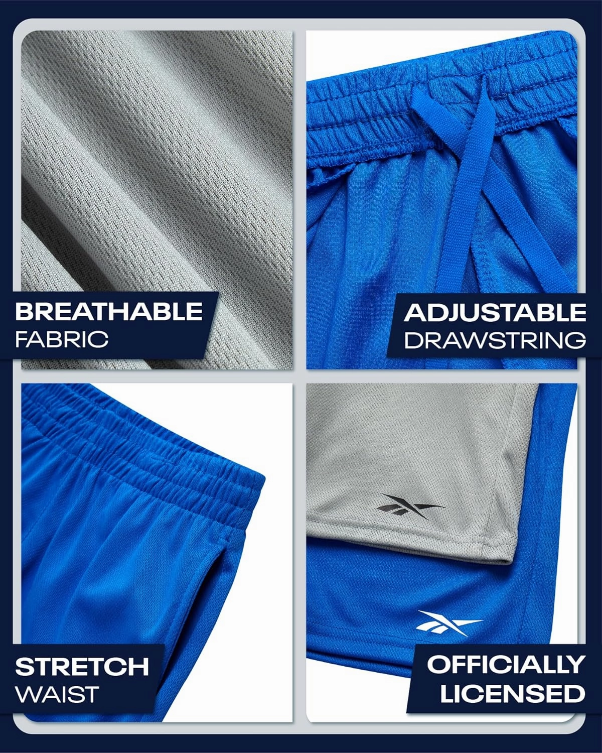 Reebok Boys Basketball Shorts 2 Pack – Mesh Athletic Shorts for Boys, Gym Shorts for Basketball, Running, and Everyday Play
