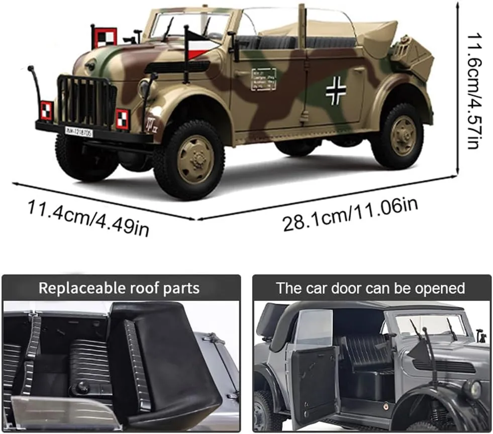 Remote Control Car, 1:18 Scale Military Command Vehicle Model, 2.4GHz 4WD Army RC Cars with Low Voltage Protection, LED Lights and 2 Rechargeable Batteries (Camouflage)