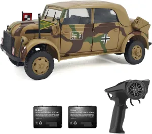 Remote Control Car, 1:18 Scale Military Command Vehicle Model, 2.4GHz 4WD Army RC Cars with Low Voltage Protection, LED Lights and 2 Rechargeable Batteries (Camouflage)