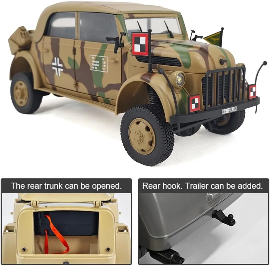 Remote Control Car, 1:18 Scale Military Command Vehicle Model, 2.4GHz 4WD Army RC Cars with Low Voltage Protection, LED Lights and 2 Rechargeable Batteries (Camouflage)