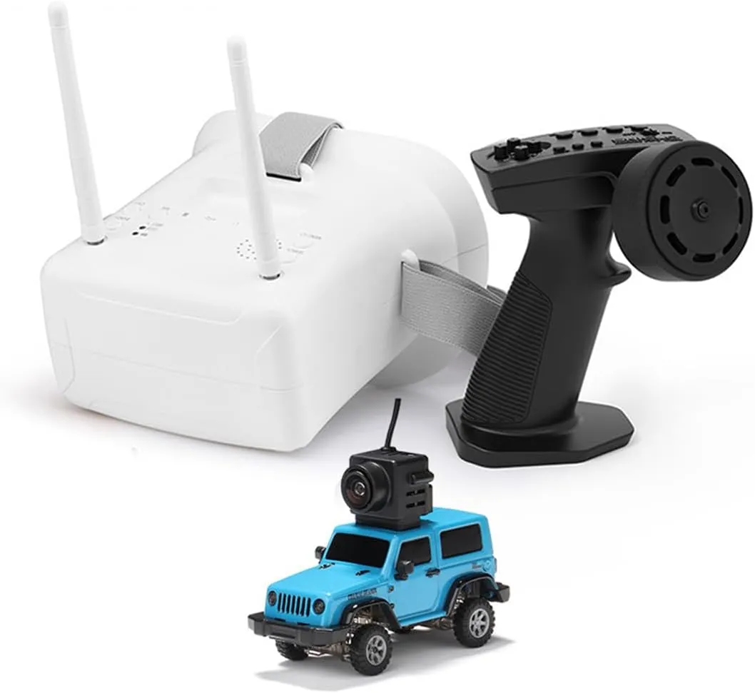 Remote Control Car, 1/64 Scale 2.4G Full Proportional RC Electric Mini Climbing Off-Road Vehicle Model, RC Mini Racing Car for Adults (RTR FPV Goggles Version/Blue), KXGIL44146U16OJ
