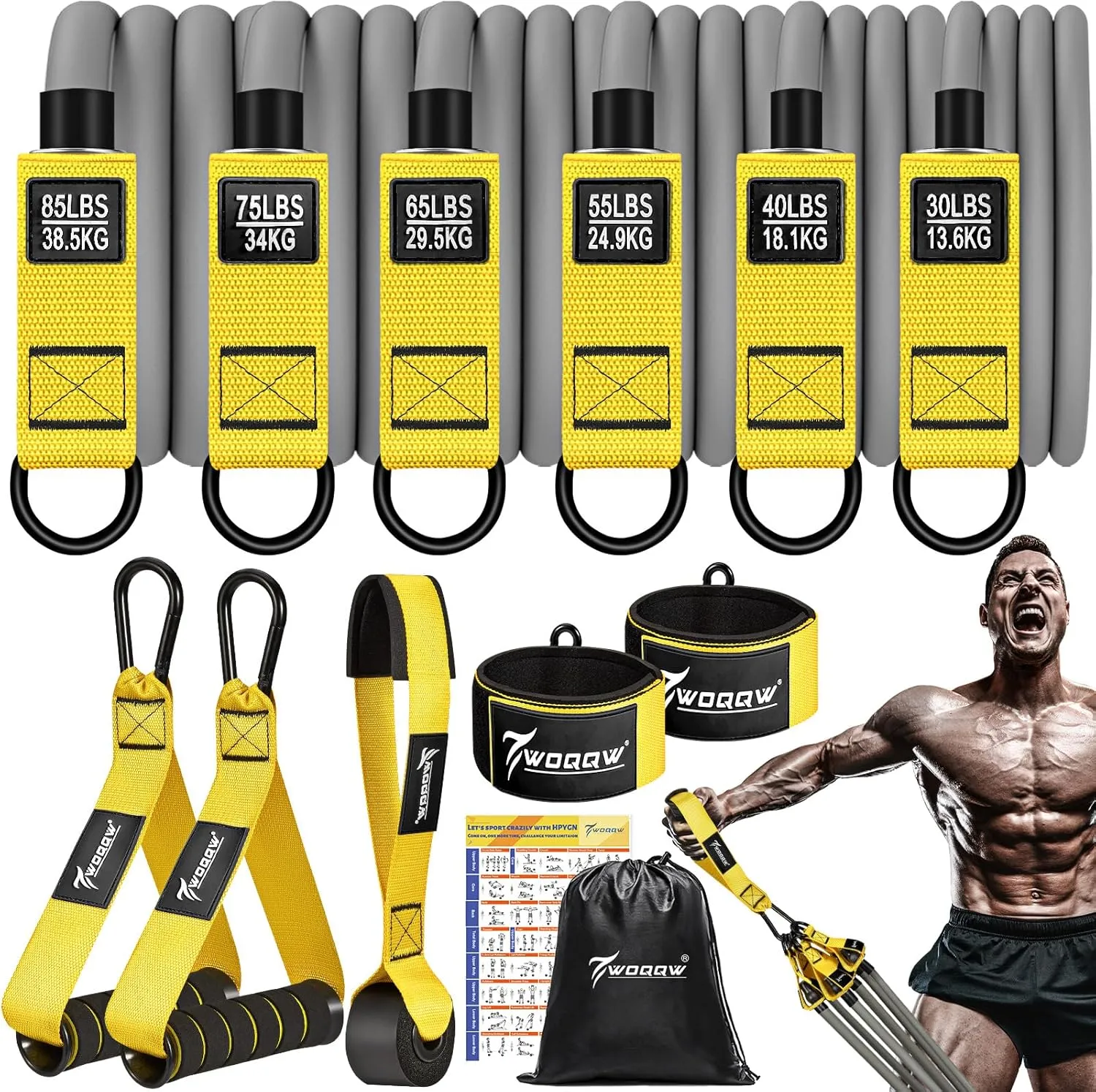 Resistance Bands, 350lbs/450lbs Heavy Exercise Bands with Handles, Workout Bands Set for Working Out Men, Fitness Weight Bands for Strength Training, Stretching, Slim, Physiotherapy