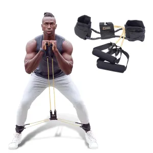 Resistance Bands with Handles for Home Workouts, Yoga, Pilates & Strength Training, All-in-One Exercise Equipment and Portable Workout Set for Women & Men, Light - 10 lbs. (Gold)