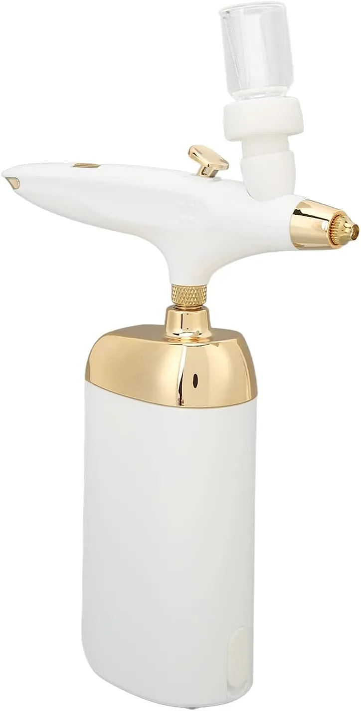 Respicefinem Oxygen Facial Airbrush Portable Makeup Skin Care Toner Nano Mist Sprayer Device Lady Gifts Black Set with Fine Atomization Non Slip Material Cordless Portable (White Set)