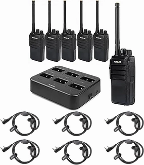 Retevis RT21 Updated Walkie Talkies(6 Pack) with Walkie Talkie Earpiece(6 Pack), Two Way Radios Long Range Rechargeable, 3000mAh Battery, with Six-Way Charger, for Security Warehouse